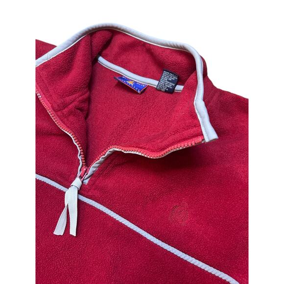 Vintage Men’s Bugle Boy Red Half Zip Fleece Pullover Size Large - Picture 2 of 5